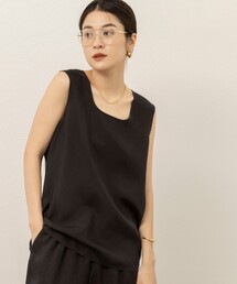 MAQWEL | 《セットアップ対応》【MAQWEL/マクウェル】ウォッシャブルサテンノースリーブ(シャツ/ブラウス)