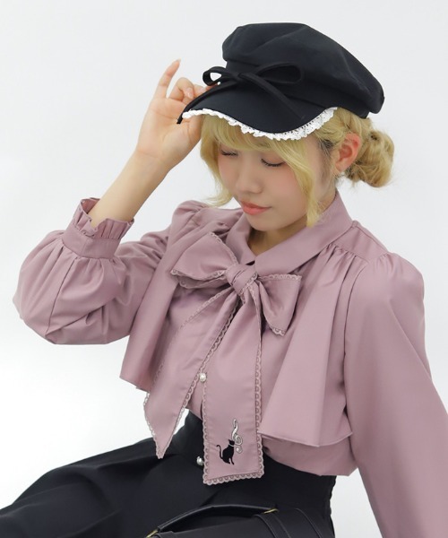 axes femme POETIQUE（アクシーズファムポエティック）の「レースフリルキャスケット（ハット・レディース・ブラック/グレー・FREE）」の3枚目の写真