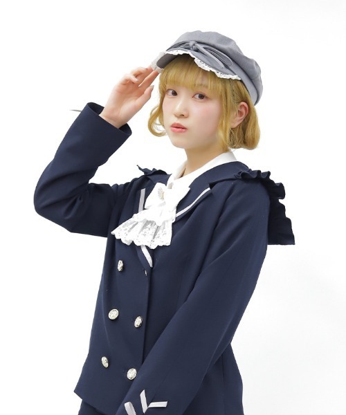 axes femme POETIQUE（アクシーズファムポエティック）の「レースフリルキャスケット（ハット・レディース・ブラック/グレー・FREE）」の4枚目の写真