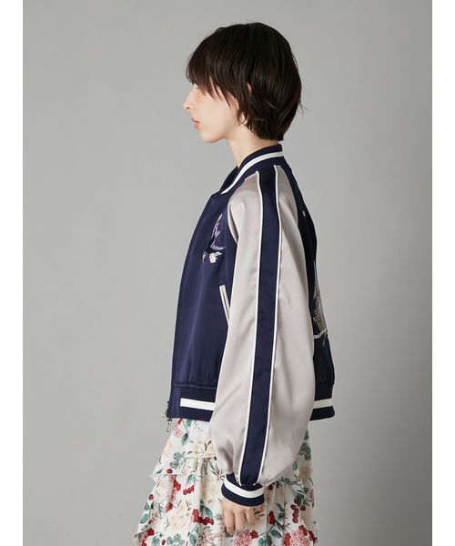 LILY BROWN（リリーブラウン）の「【LILY BROWN×KEITA MARUYAMA】yozakuraスカジャン(サテンリバーシブル)（ブルゾン・レディース・ネイビー/ピンク/カーキ・F）」の12枚目の写真