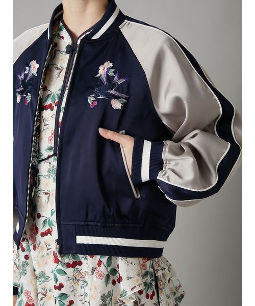 LILY BROWN（リリーブラウン）の「【LILY BROWN×KEITA MARUYAMA】yozakuraスカジャン(サテンリバーシブル)（ブルゾン・レディース・ネイビー/ピンク/カーキ・F）」の15枚目の写真