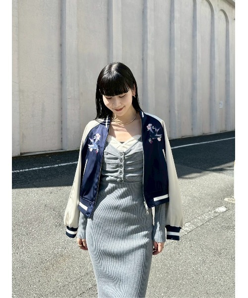 LILY BROWN（リリーブラウン）の「【LILY BROWN×KEITA MARUYAMA】yozakuraスカジャン(サテンリバーシブル)（ブルゾン・レディース・ネイビー/ピンク/カーキ・F）」の22枚目の写真