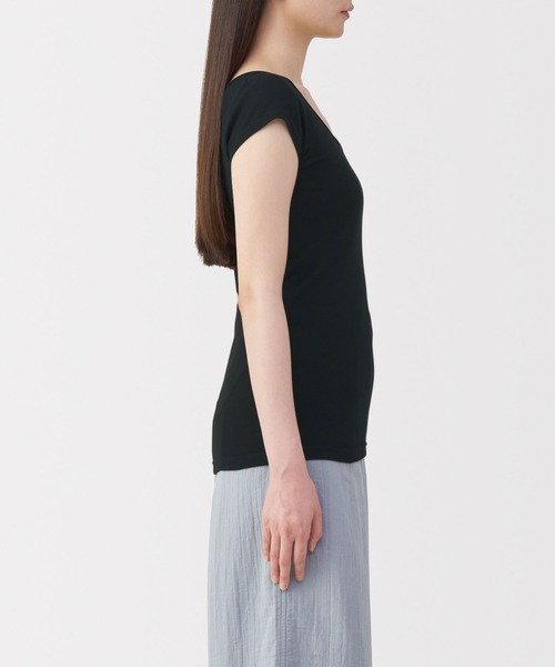 無印良品(ムジルシリョウヒン)の「婦人 フライス編みフレンチスリーブTシャツ(インナーウェア/肌着・レディース・ホワイト/グレー/ブラック・S/M/L/XL)」の11枚目の写真