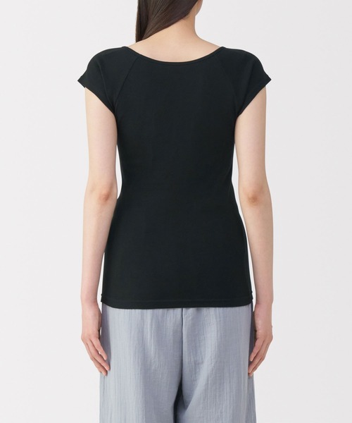 無印良品(ムジルシリョウヒン)の「婦人 フライス編みフレンチスリーブTシャツ(インナーウェア/肌着・レディース・ホワイト/グレー/ブラック・S/M/L/XL)」の12枚目の写真