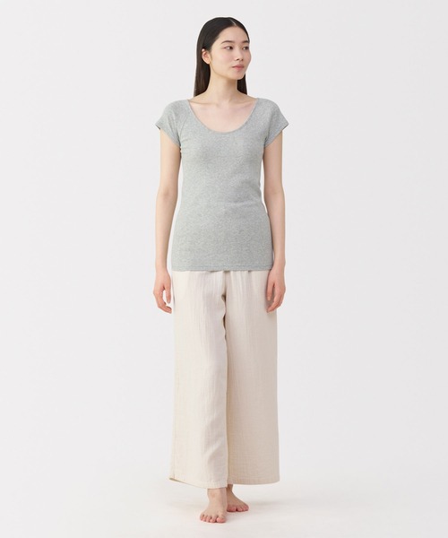 無印良品(ムジルシリョウヒン)の「婦人 フライス編みフレンチスリーブTシャツ(インナーウェア/肌着・レディース・ホワイト/グレー/ブラック・S/M/L/XL)」の16枚目の写真