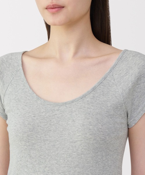 無印良品(ムジルシリョウヒン)の「婦人 フライス編みフレンチスリーブTシャツ(インナーウェア/肌着・レディース・ホワイト/グレー/ブラック・S/M/L/XL)」の19枚目の写真
