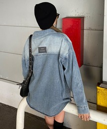バックタグデニムビッグシャツ