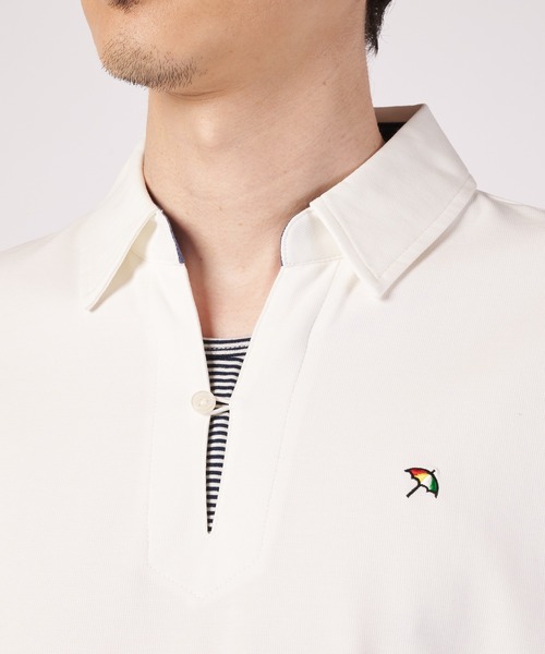 Arnold Palmer(アーノルドパーマー)の「ミラノリブ フェイクレイヤード ポロシャツ(ポロシャツ・メンズ・グレイッシュベージュ/ホワイト/ネイビー・M/L/LL)」の11枚目の写真