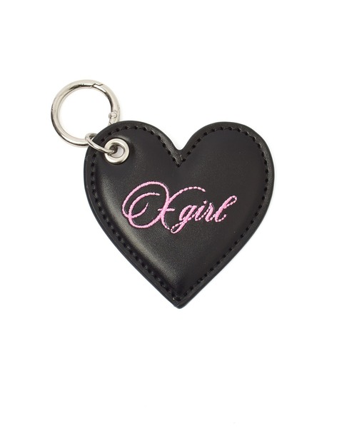 X-girl(エックスガール)の「FAUX LEATHER HEART KEYRING(キーホルダー・レディース・ブラック/ベージュ・ONE SIZE)」の1枚目の写真