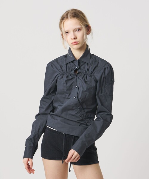 ATTISESSION（アティセッション）の「＜ATTISESSION＞コットン ギャザー ヨーク シャツ（シャツ/ブラウス・レディース・ネイビー/ホワイト・FREE）」の20枚目の写真