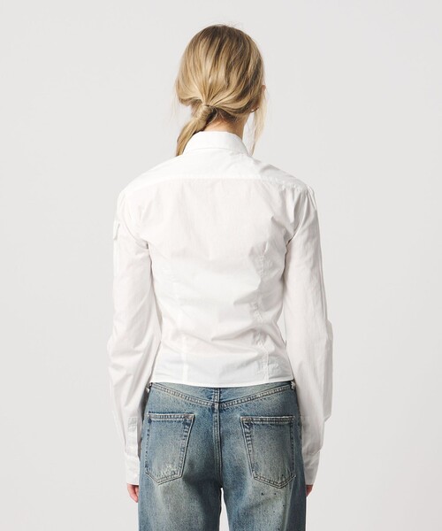 ATTISESSION（アティセッション）の「＜ATTISESSION＞コットン ギャザー ヨーク シャツ（シャツ/ブラウス・レディース・ネイビー/ホワイト・FREE）」の4枚目の写真