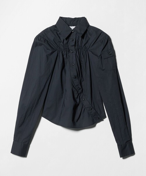 ATTISESSION（アティセッション）の「＜ATTISESSION＞コットン ギャザー ヨーク シャツ（シャツ/ブラウス・レディース・ネイビー/ホワイト・FREE）」の5枚目の写真