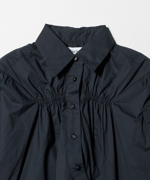 ATTISESSION（アティセッション）の「＜ATTISESSION＞コットン ギャザー ヨーク シャツ（シャツ/ブラウス・レディース・ネイビー/ホワイト・FREE）」の7枚目の写真