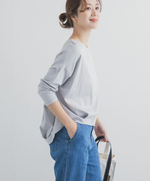 URBAN RESEARCH DOORS（アーバンリサーチドアーズ）の「コットンバックタック7分袖プルオーバー（Tシャツ/カットソー・レディース・オフホワイト/パープル/ブラック/ブルー系その他・FREE）」の4枚目の写真