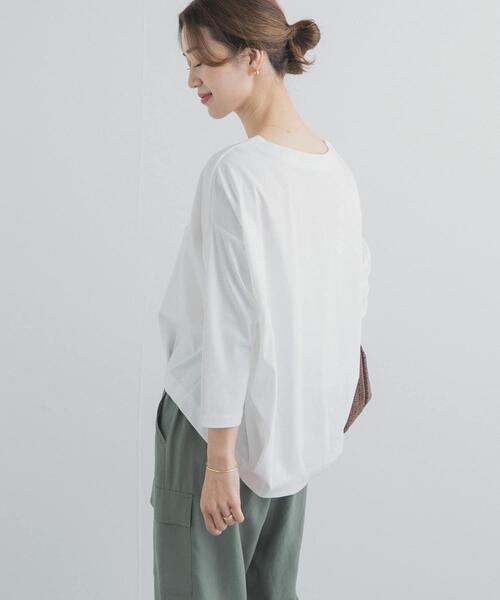 URBAN RESEARCH DOORS（アーバンリサーチドアーズ）の「コットンバックタック7分袖プルオーバー（Tシャツ/カットソー・レディース・オフホワイト/パープル/ブラック/ブルー系その他・FREE）」の2枚目の写真