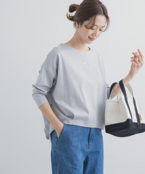 URBAN RESEARCH DOORS（アーバンリサーチドアーズ）の「コットンバックタック7分袖プルオーバー（Tシャツ/カットソー・レディース・オフホワイト/パープル/ブラック/ブルー系その他・FREE）」の9枚目の写真