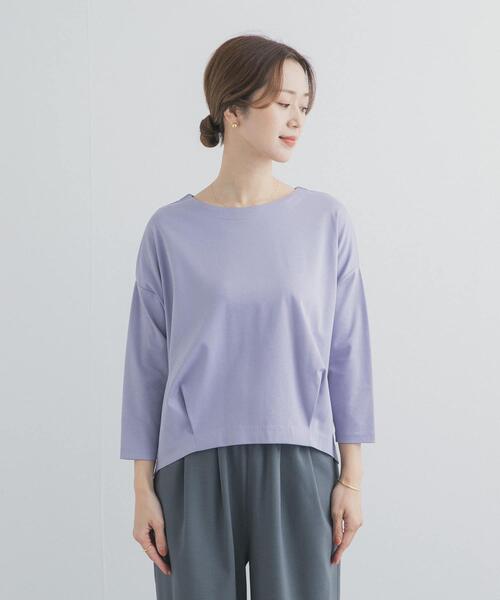 URBAN RESEARCH DOORS（アーバンリサーチドアーズ）の「コットンバックタック7分袖プルオーバー（Tシャツ/カットソー・レディース・オフホワイト/パープル/ブラック/ブルー系その他・FREE）」の7枚目の写真