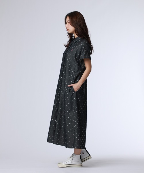 Psycho Bunny（サイコバニー）の「[WOMEN]ドットフレンチスリーブシャツワンピース（シャツワンピース・レディース・ネイビー/ブラック・FREE）」の7枚目の写真