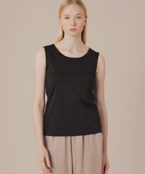 MACKINTOSH LONDON(マッキントッシュ ロンドン)の「【eclat5月号掲載】【SUPER FINE LAB.】パウダーシュガーコットンタンクトップ(Tシャツ/カットソー・レディース・ブラック/ホワイト/ベージュ・38)」の2枚目の写真