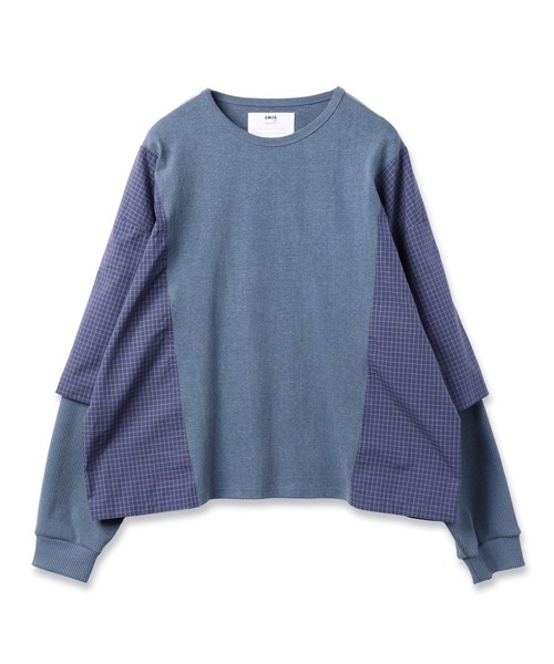 amok（アモク）の「DOCKING LONG TEE（Tシャツ/カットソー・メンズ・ブルー/ベージュ・L/M/S）」の2枚目の写真