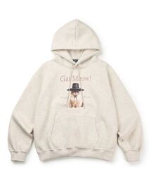 71TO96（チル ハナ トゥ グユク）の「(裏起毛) Gat Meow フードパーカー (オートミール)（パーカー）」