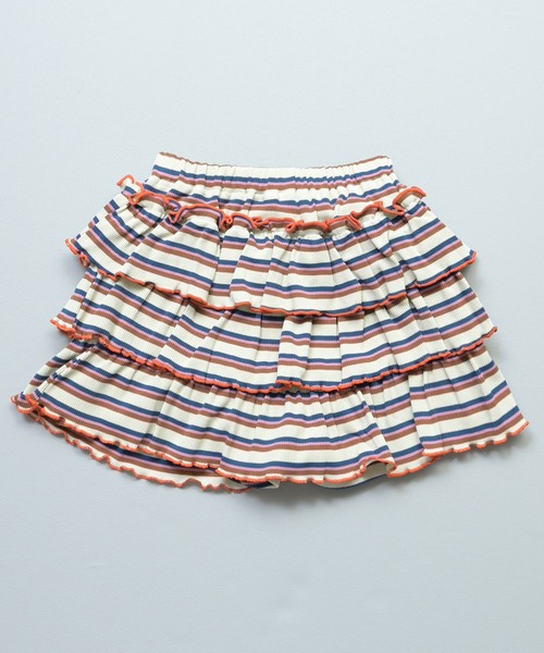 MARKEY'S(マーキーズ)の「先染めボーダーフリルキュロットパンツ(その他パンツ・キッズ・オフホワイト/オレンジ/ライトブルー・110/100/95/90/80/120/130)」の4枚目の写真