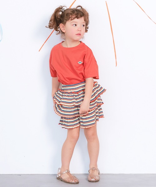 MARKEY'S(マーキーズ)の「先染めボーダーフリルキュロットパンツ(その他パンツ・キッズ・オフホワイト/オレンジ/ライトブルー・110/100/95/90/80/120/130)」の6枚目の写真