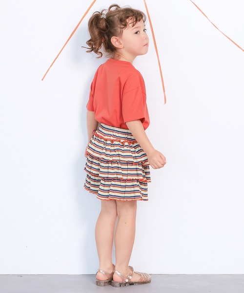 MARKEY'S(マーキーズ)の「先染めボーダーフリルキュロットパンツ(その他パンツ・キッズ・オフホワイト/オレンジ/ライトブルー・110/100/95/90/80/120/130)」の7枚目の写真