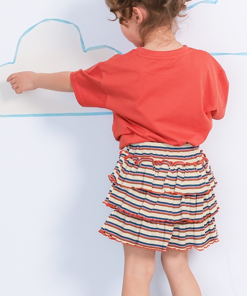 MARKEY'S(マーキーズ)の「先染めボーダーフリルキュロットパンツ(その他パンツ・キッズ・オフホワイト/オレンジ/ライトブルー・110/100/95/90/80/120/130)」の5枚目の写真