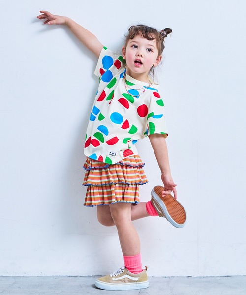 MARKEY'S(マーキーズ)の「先染めボーダーフリルキュロットパンツ(その他パンツ・キッズ・オフホワイト/オレンジ/ライトブルー・110/100/95/90/80/120/130)」の10枚目の写真