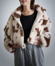 【存在感あり!】COW柄ショートブルゾン