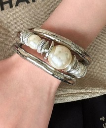 CELENA BEATS（セレナビーツ）の「ヴィンテージライク 天然石デザイン ワイド バングル（バングル/リストバンド）」