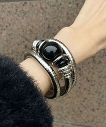 CELENA BEATS（セレナビーツ）の「ヴィンテージライク 天然石デザイン ワイド バングル（バングル/リストバンド）」