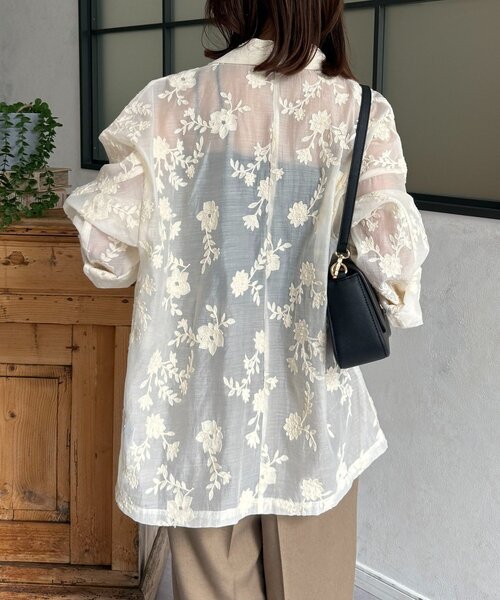 Thevon（ゼボン）の「花柄シアーテーラードジャケット（テーラードジャケット・レディース・アイボリー/ブラック・FREE）」の16枚目の写真