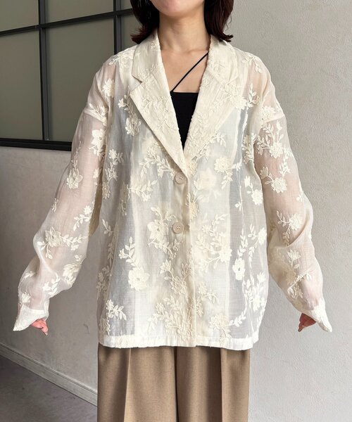 Thevon（ゼボン）の「花柄シアーテーラードジャケット（テーラードジャケット・レディース・アイボリー/ブラック・FREE）」の22枚目の写真