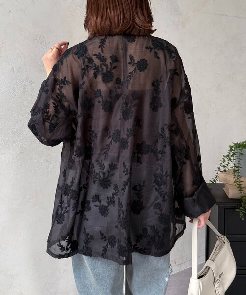 Thevon（ゼボン）の「花柄シアーテーラードジャケット（テーラードジャケット・レディース・アイボリー/ブラック・FREE）」の7枚目の写真