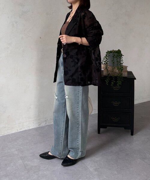 Thevon（ゼボン）の「花柄シアーテーラードジャケット（テーラードジャケット・レディース・アイボリー/ブラック・FREE）」の10枚目の写真