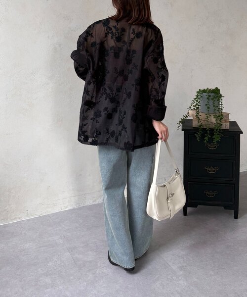 Thevon（ゼボン）の「花柄シアーテーラードジャケット（テーラードジャケット・レディース・アイボリー/ブラック・FREE）」の11枚目の写真