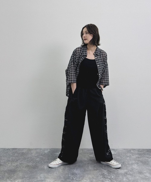 niko and...（ニコアンド）の「[MODE NORM CORE] ナイロンオックスサイドレースパンツ（その他パンツ・レディース・ホワイト/ボルドー/ブラック・MEDIUM/LARGE）」の9枚目の写真