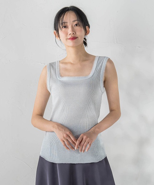 Droite lautreamont（ドロワットロートレアモン）の「リブスクエアタンクトップ（タンクトップ・レディース・オフホワイト/ブラック系その他/ブラック/アイボリー・M）」の2枚目の写真