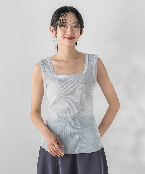 Droite lautreamont（ドロワットロートレアモン）の「リブスクエアタンクトップ（タンクトップ・レディース・オフホワイト/ブラック系その他/ブラック/アイボリー・M）」の5枚目の写真