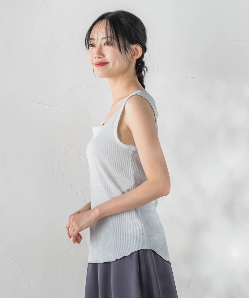 Droite lautreamont（ドロワットロートレアモン）の「リブスクエアタンクトップ（タンクトップ・レディース・オフホワイト/ブラック系その他/ブラック/アイボリー・M）」の6枚目の写真