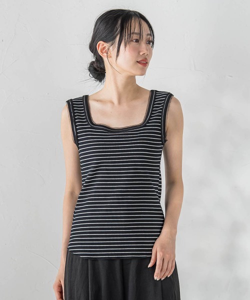 Droite lautreamont（ドロワットロートレアモン）の「リブスクエアタンクトップ（タンクトップ・レディース・オフホワイト/ブラック系その他/ブラック/アイボリー・M）」の22枚目の写真