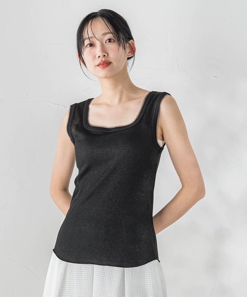 Droite lautreamont（ドロワットロートレアモン）の「リブスクエアタンクトップ（タンクトップ・レディース・オフホワイト/ブラック系その他/ブラック/アイボリー・M）」の18枚目の写真