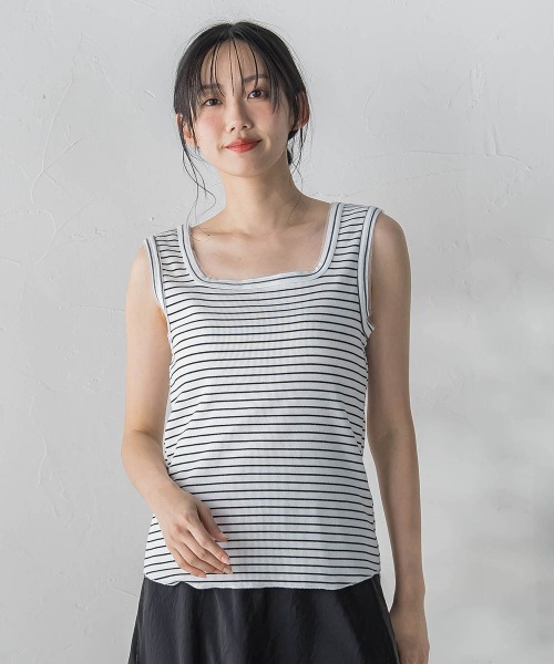 Droite lautreamont（ドロワットロートレアモン）の「リブスクエアタンクトップ（タンクトップ・レディース・オフホワイト/ブラック系その他/ブラック/アイボリー・M）」の12枚目の写真