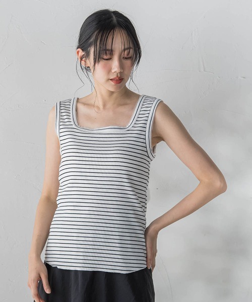 Droite lautreamont（ドロワットロートレアモン）の「リブスクエアタンクトップ（タンクトップ・レディース・オフホワイト/ブラック系その他/ブラック/アイボリー・M）」の13枚目の写真