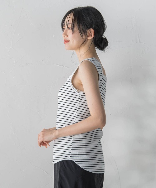 Droite lautreamont（ドロワットロートレアモン）の「リブスクエアタンクトップ（タンクトップ・レディース・オフホワイト/ブラック系その他/ブラック/アイボリー・M）」の14枚目の写真