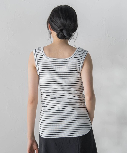 Droite lautreamont（ドロワットロートレアモン）の「リブスクエアタンクトップ（タンクトップ・レディース・オフホワイト/ブラック系その他/ブラック/アイボリー・M）」の15枚目の写真
