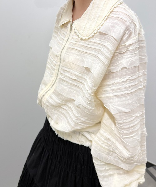 aimoha（アイモハ）の「フリルレースショートブルゾン（ブルゾン・レディース・ライトベージュ/ブラック・FREE）」の12枚目の写真