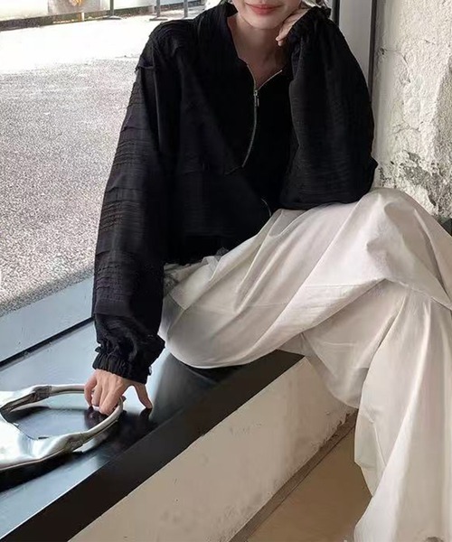 aimoha（アイモハ）の「フリルレースショートブルゾン（ブルゾン・レディース・ライトベージュ/ブラック・FREE）」の3枚目の写真